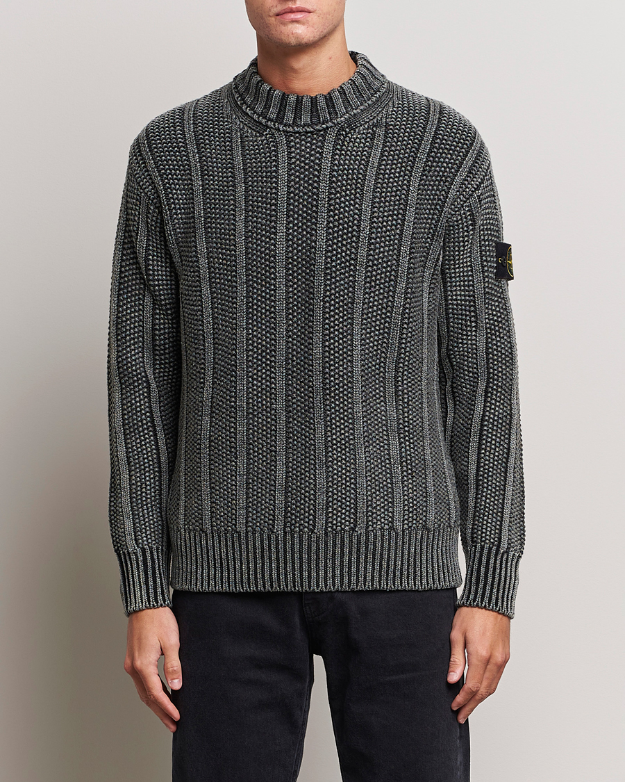 Herr | Tröjor | Stone Island | Knitted Wool Crewneck Black