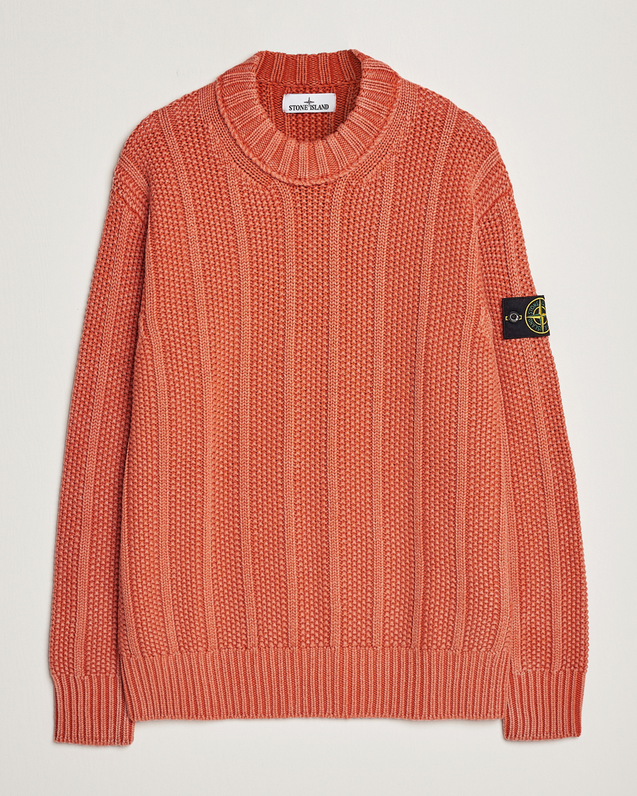 Herr | Tröjor | Stone Island | Knitted Wool Crewneck Orange Red