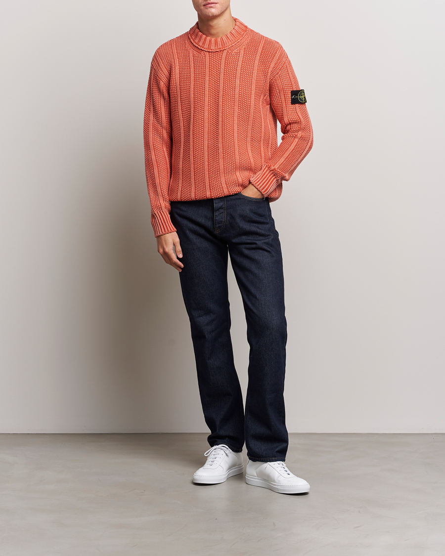 Herr | Tröjor | Stone Island | Knitted Wool Crewneck Orange Red