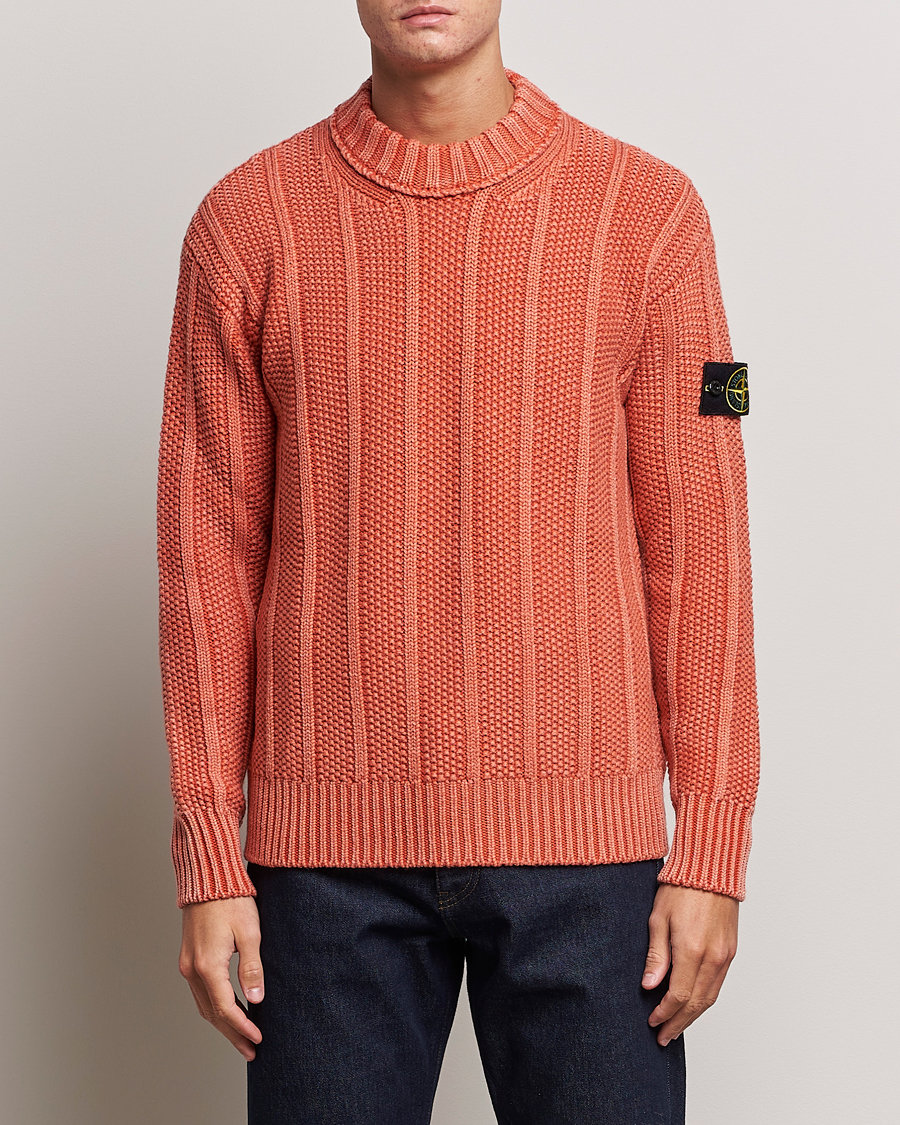 Herr | Tröjor | Stone Island | Knitted Wool Crewneck Orange Red