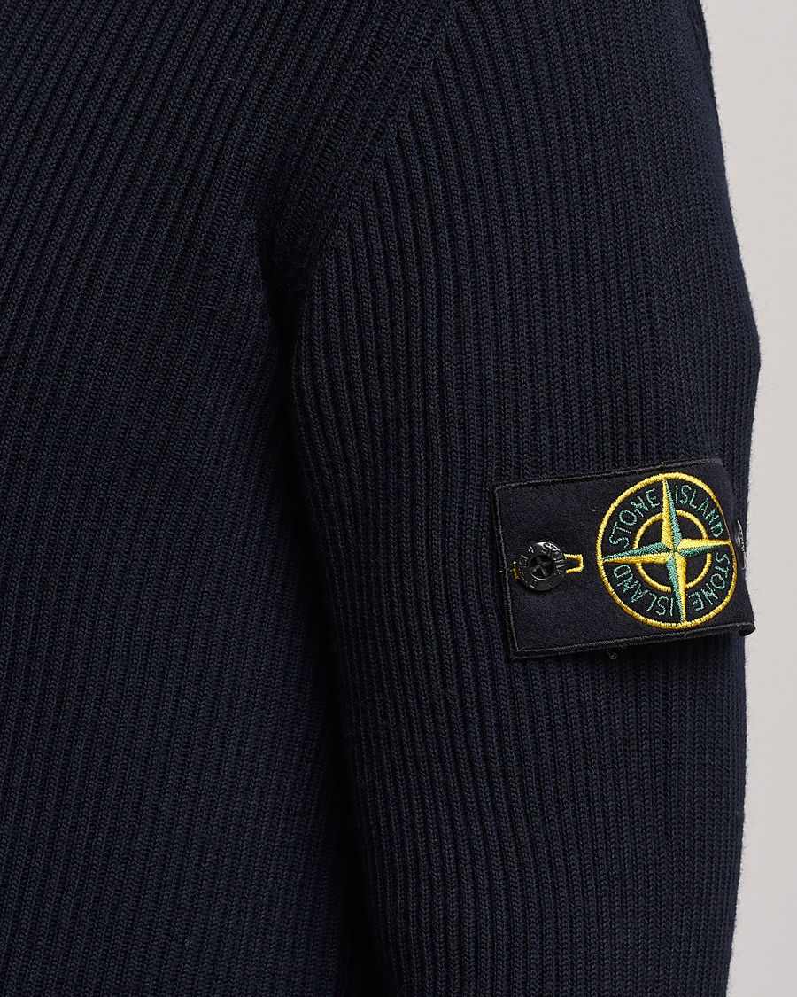 Herr | Tröjor | Stone Island | Rib Knitted Wool Sweater Navy Blue
