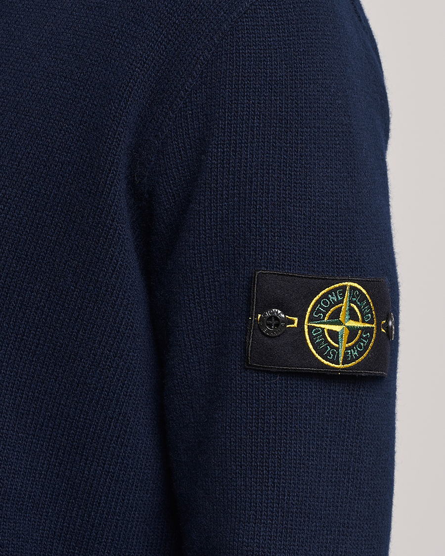 Herr | Tröjor | Stone Island | Knitted Geelong Wool Cardigan Navy Blue
