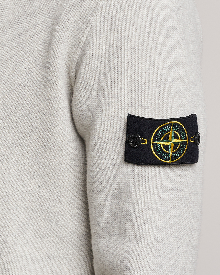 Herr | Tröjor | Stone Island | Knitted Geelong Wool Cardigan Pearl Grey