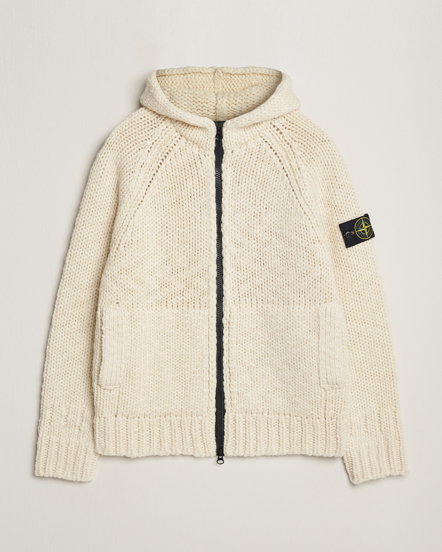 Herr | Tröjor | Stone Island | Pure Wool Handmade effect Zip Cardigan Plaster