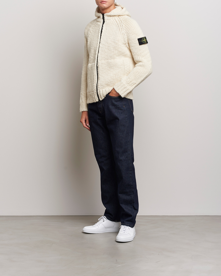 Herr | Tröjor | Stone Island | Pure Wool Handmade effect Zip Cardigan Plaster