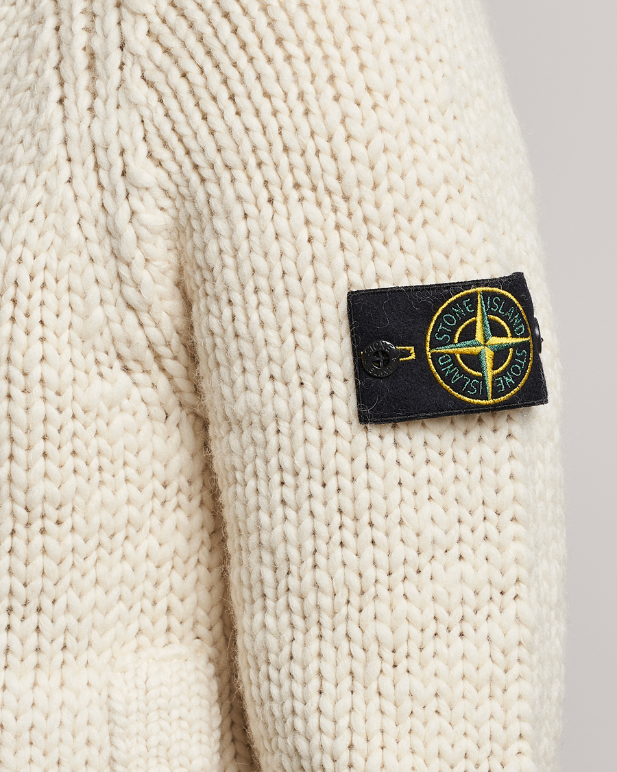 Herr | Tröjor | Stone Island | Pure Wool Handmade effect Zip Cardigan Plaster