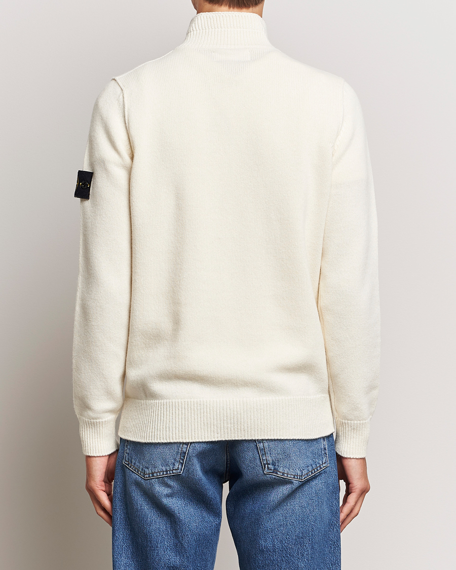 Herr | Tröjor | Stone Island | Knitted Lambwool Half Button Zip Natural