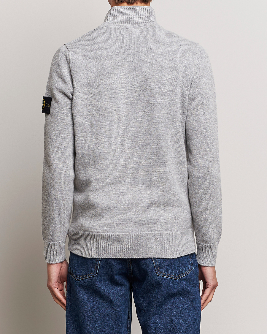 Herr | Tröjor | Stone Island | Knitted Lambwool Half Button Zip Melange Grey