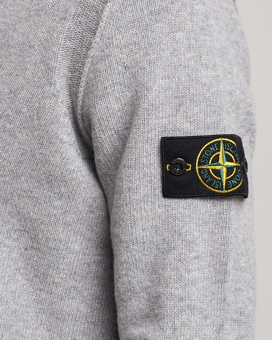 Herr | Tröjor | Stone Island | Knitted Lambwool Half Button Zip Melange Grey