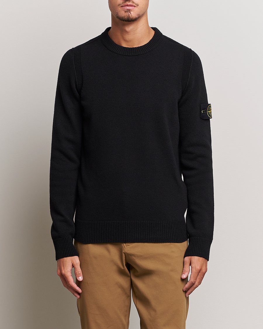 Herr | Stickade tröjor | Stone Island | Knitted Lambwool Sweater Black
