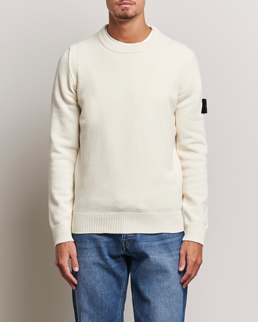 Herr | Tröjor | Stone Island | Knitted Lambwool Sweater Natural