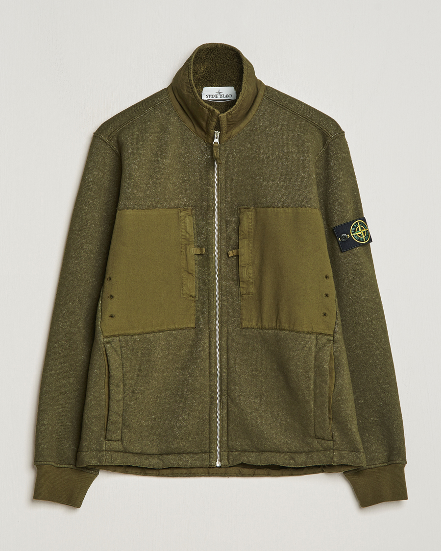 Herr | Tröjor | Stone Island | Garment Dyed Terry Fleece Full Zip Olive