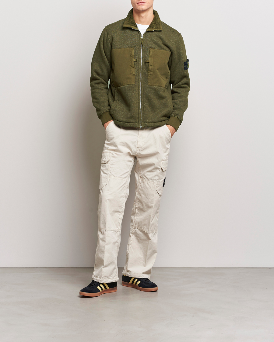 Herr | Tröjor | Stone Island | Garment Dyed Terry Fleece Full Zip Olive