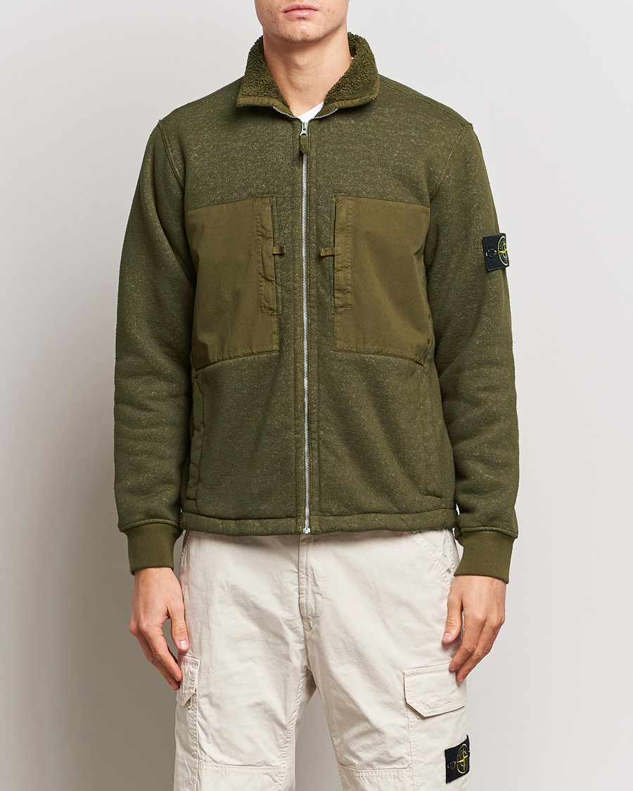 Herr | Tröjor | Stone Island | Garment Dyed Terry Fleece Full Zip Olive