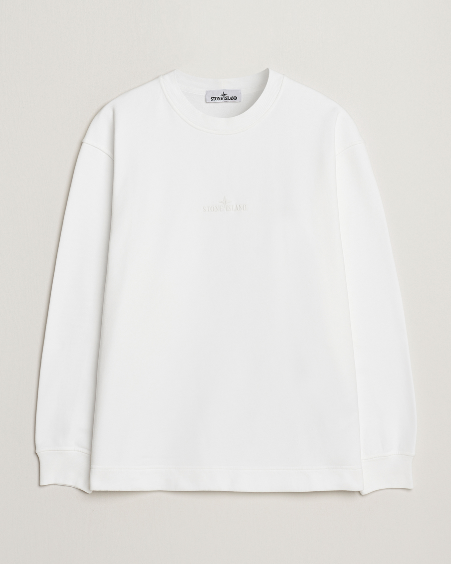 Herr | Tröjor | Stone Island | Garment Dyed Fleece Logo Sweatshirt White