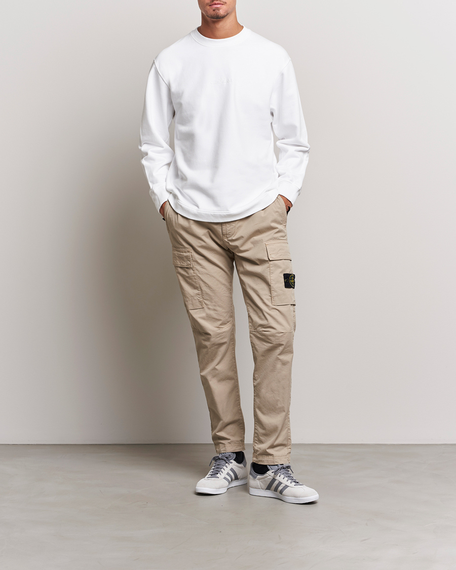 Herr | Tröjor | Stone Island | Garment Dyed Fleece Logo Sweatshirt White
