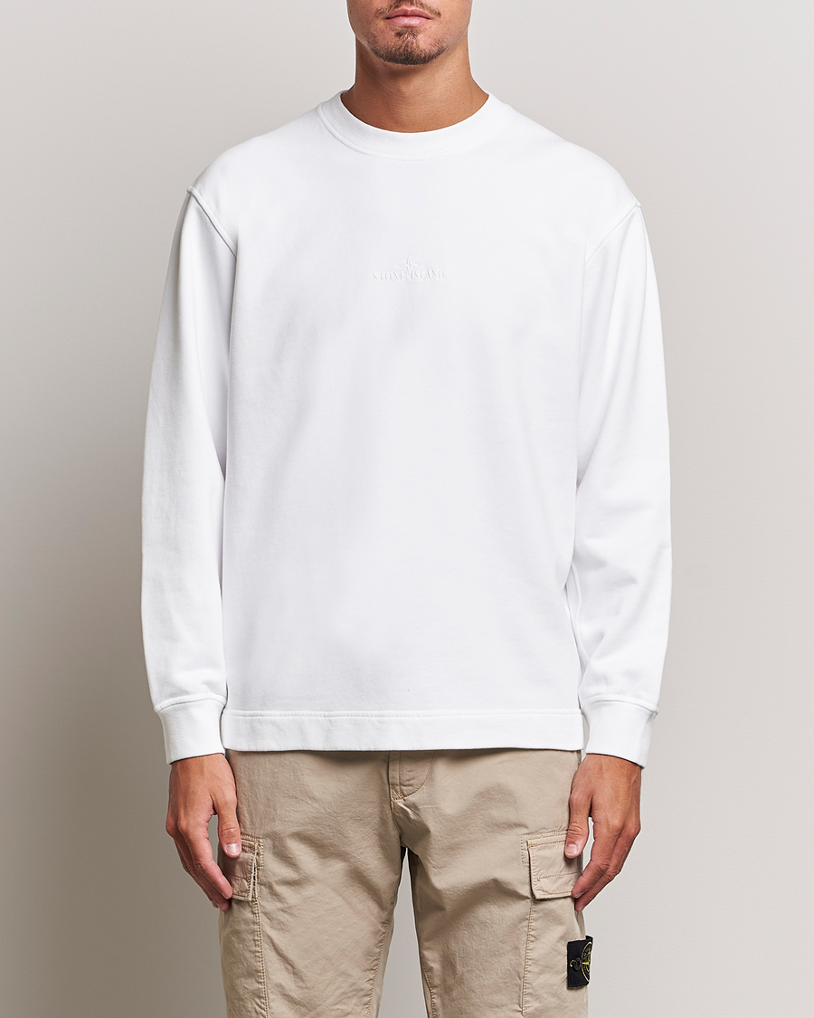 Herr | Tröjor | Stone Island | Garment Dyed Fleece Logo Sweatshirt White