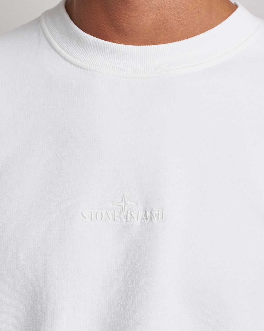 Herr | Tröjor | Stone Island | Garment Dyed Fleece Logo Sweatshirt White