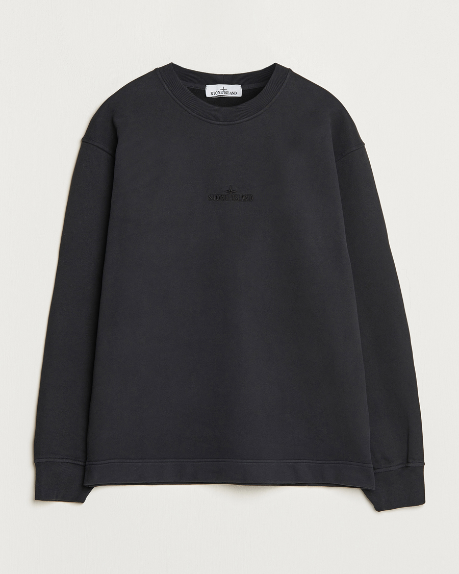 Herr | Tröjor | Stone Island | Garment Dyed Fleece Logo Sweatshirt Black
