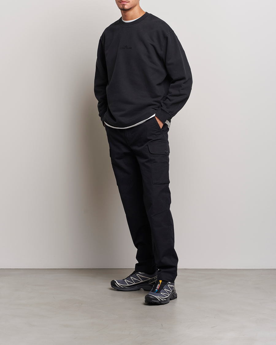 Herr | Tröjor | Stone Island | Garment Dyed Fleece Logo Sweatshirt Black