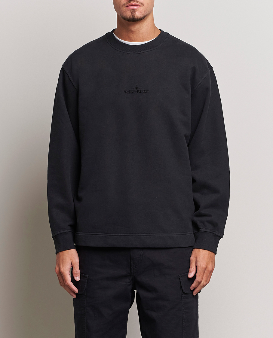 Herr | Tröjor | Stone Island | Garment Dyed Fleece Logo Sweatshirt Black