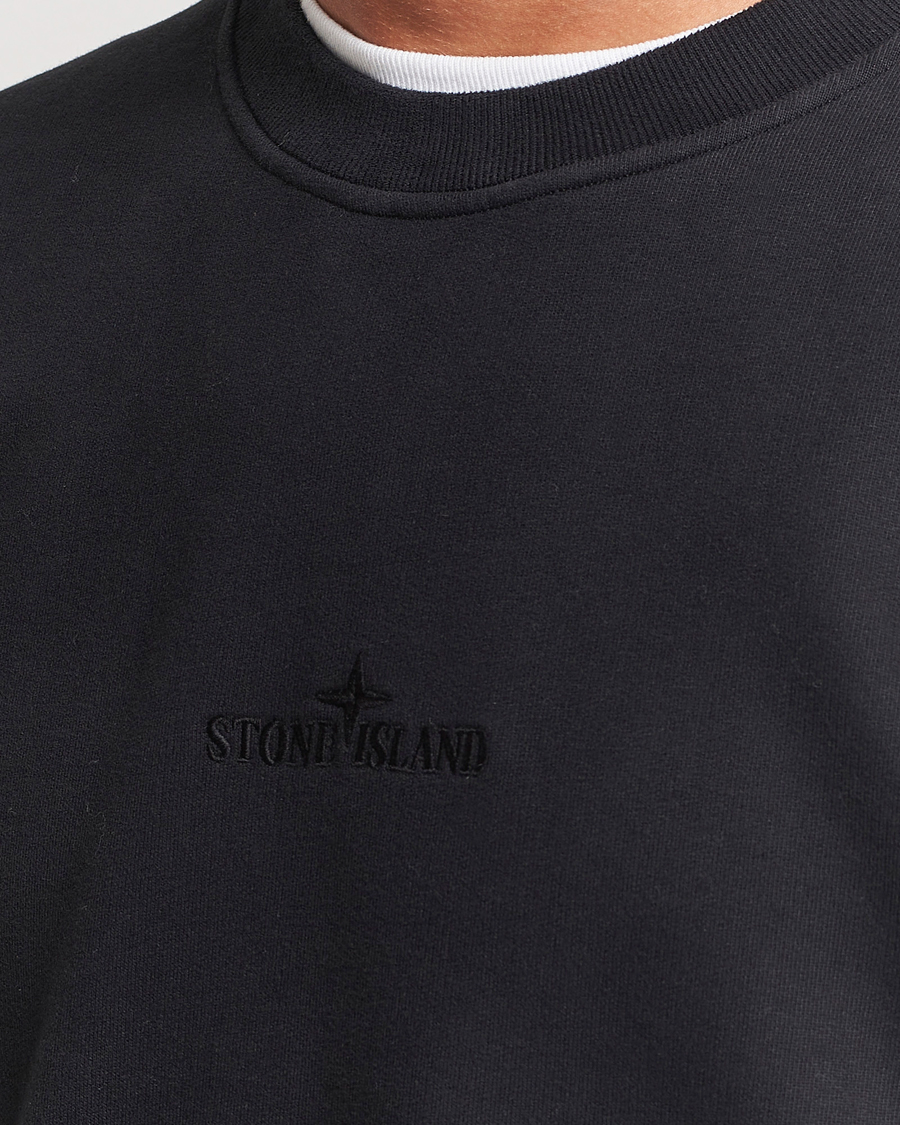 Herr | Tröjor | Stone Island | Garment Dyed Fleece Logo Sweatshirt Black