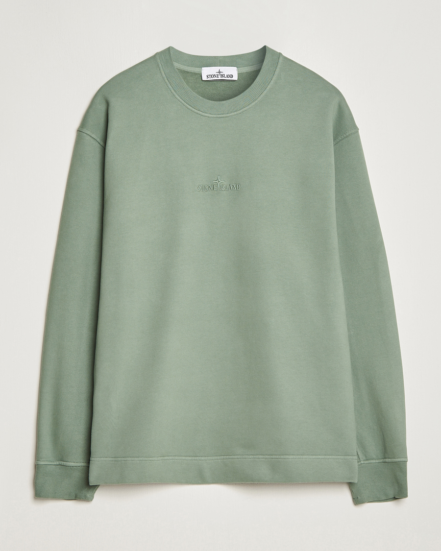 Herr | Tröjor | Stone Island | Garment Dyed Fleece Logo Sweatshirt Sage