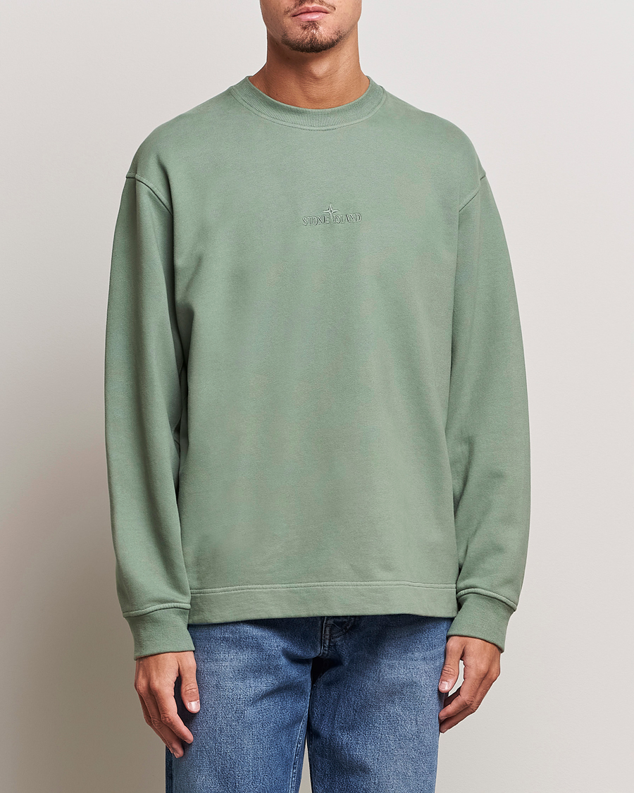 Herr | Tröjor | Stone Island | Garment Dyed Fleece Logo Sweatshirt Sage