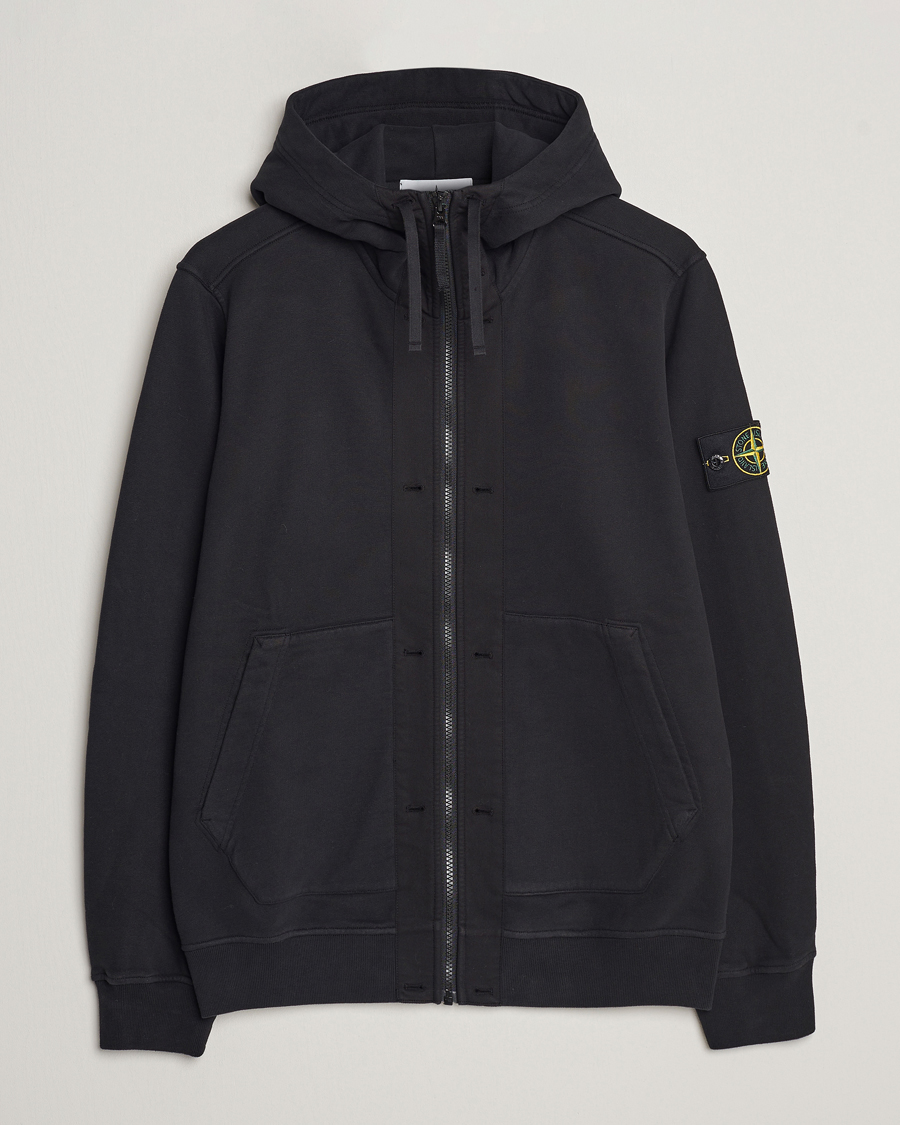 Herr | Tröjor | Stone Island | Garment Dyed Fleece Hooded Full Zip Black