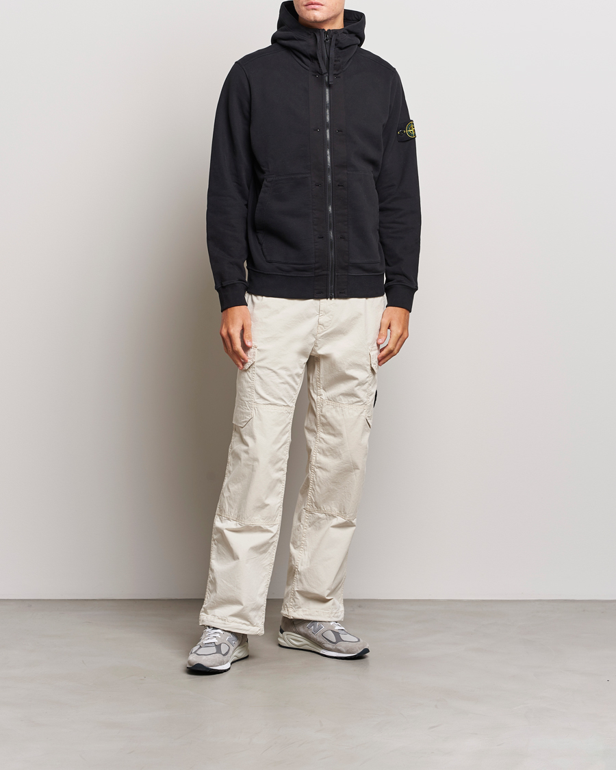 Herr | Tröjor | Stone Island | Garment Dyed Fleece Hooded Full Zip Black