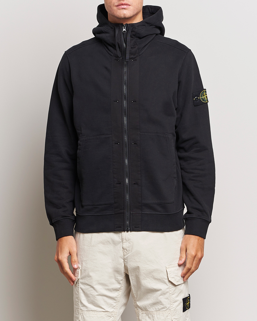 Herr | Tröjor | Stone Island | Garment Dyed Fleece Hooded Full Zip Black