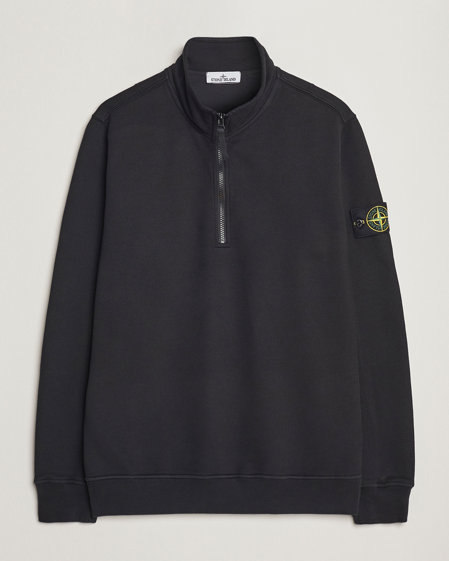 Herr | Tröjor | Stone Island | Garment Dyed Fleece Half Zip Black