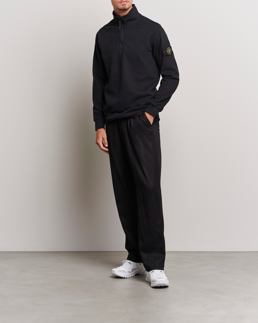 Herr | Tröjor | Stone Island | Garment Dyed Fleece Half Zip Black