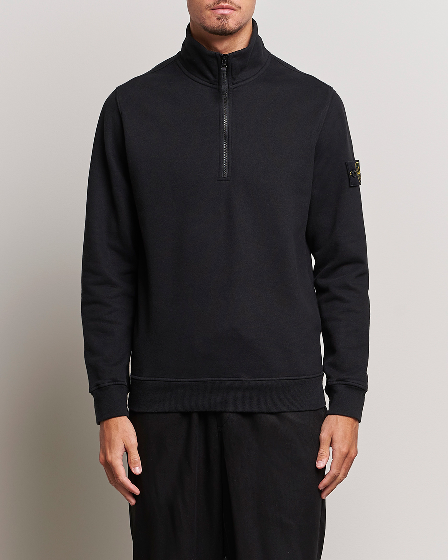 Herr | Tröjor | Stone Island | Garment Dyed Fleece Half Zip Black