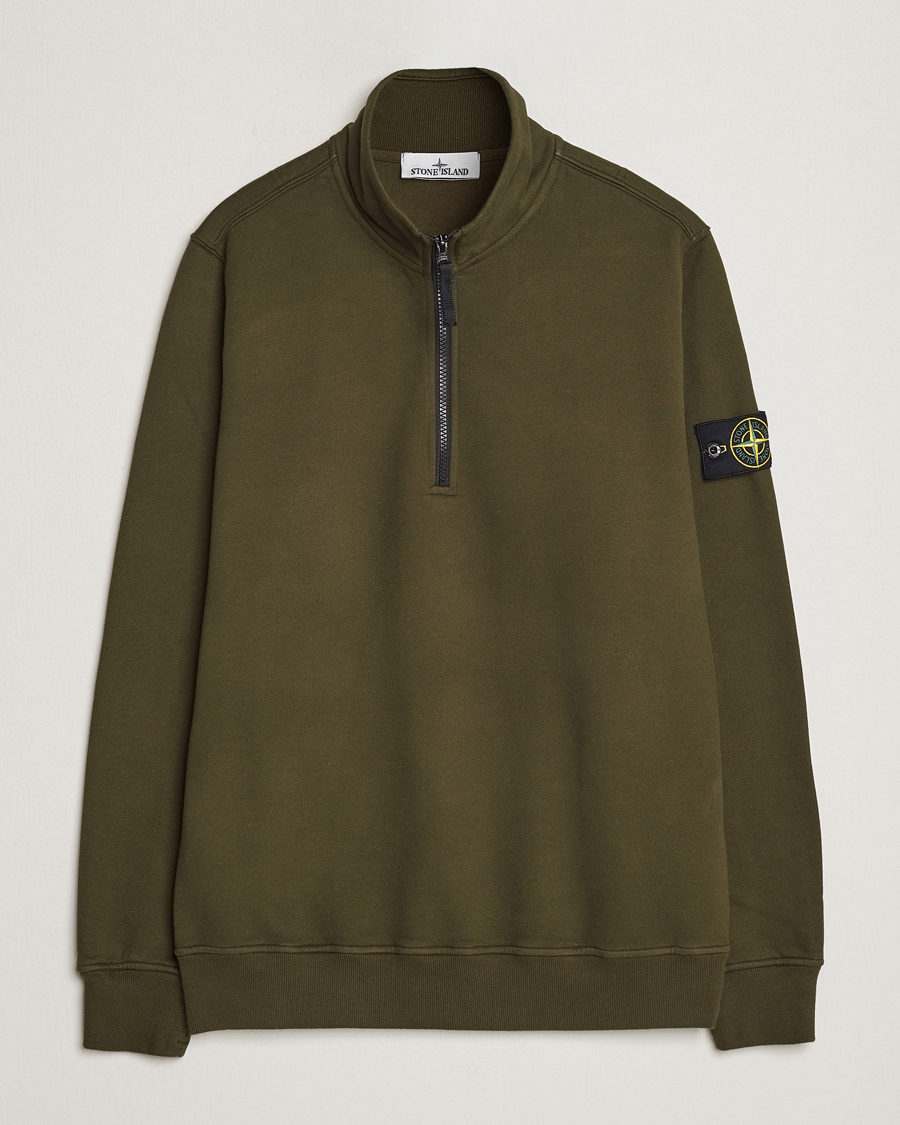 Herr | Tröjor | Stone Island | Garment Dyed Fleece Half Zip Olive