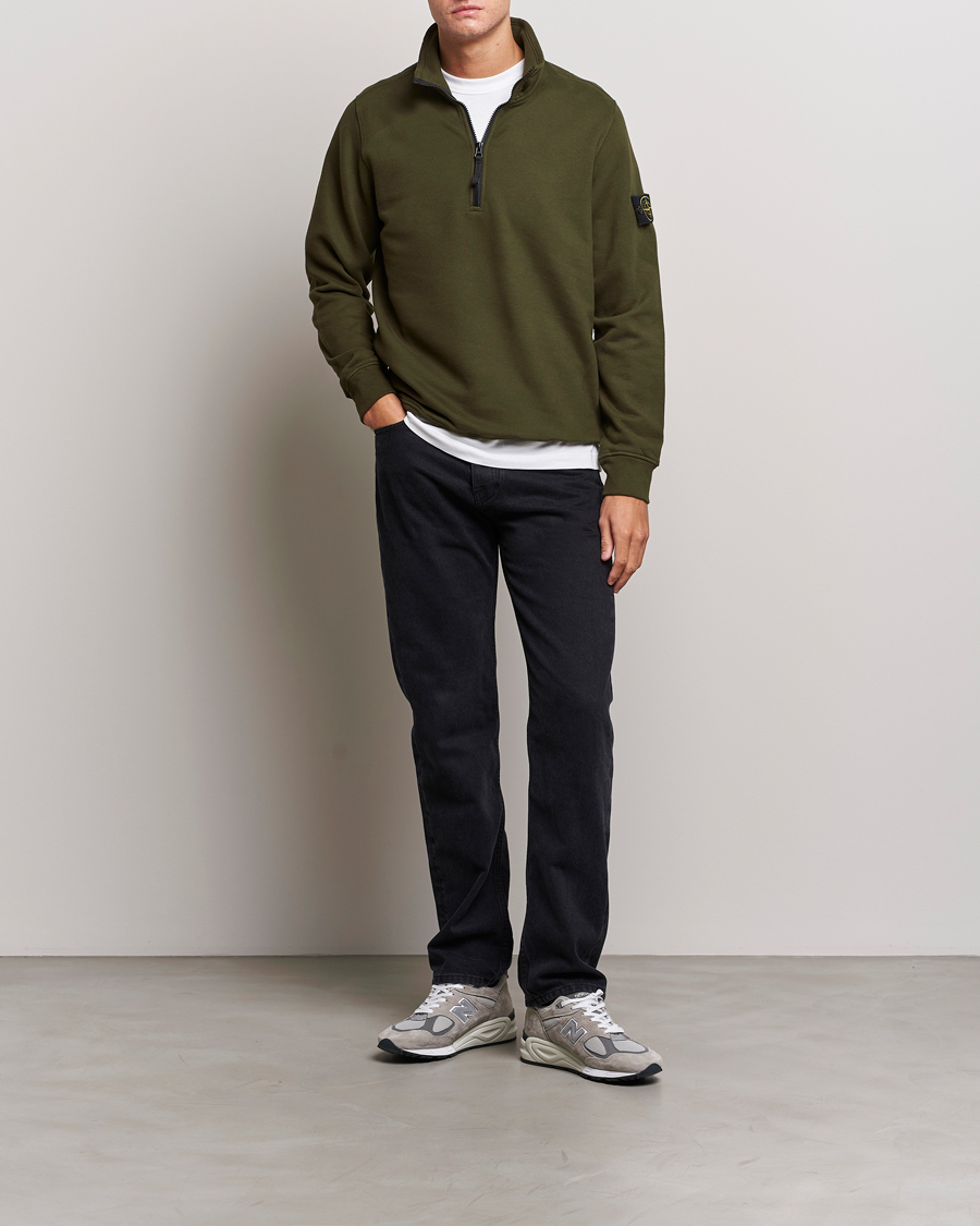Herr | Tröjor | Stone Island | Garment Dyed Fleece Half Zip Olive