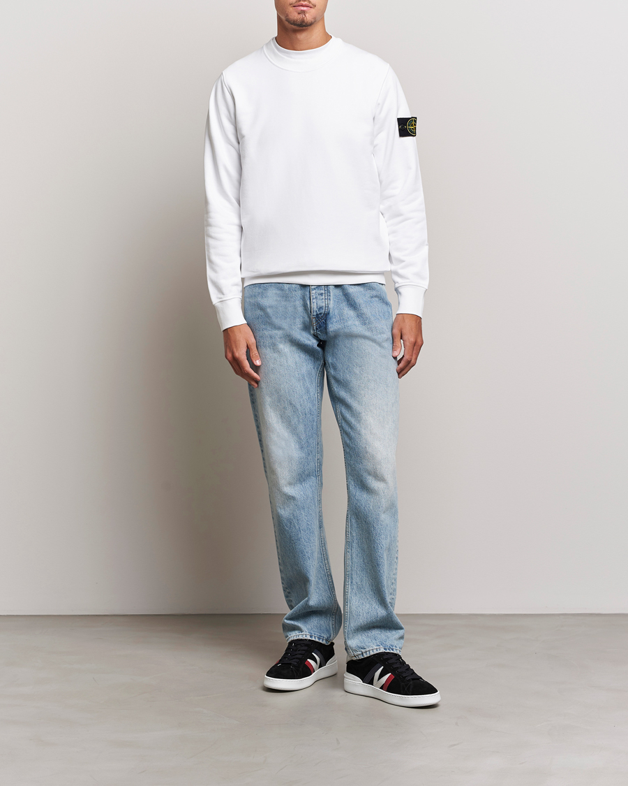 Herr | Tröjor | Stone Island | Garment Dyed Fleece Sweatshirt White