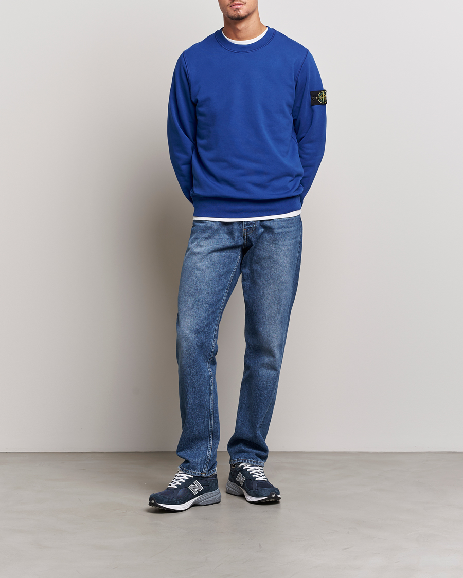 Herr | Tröjor | Stone Island | Garment Dyed Fleece Sweatshirt Bright Blue
