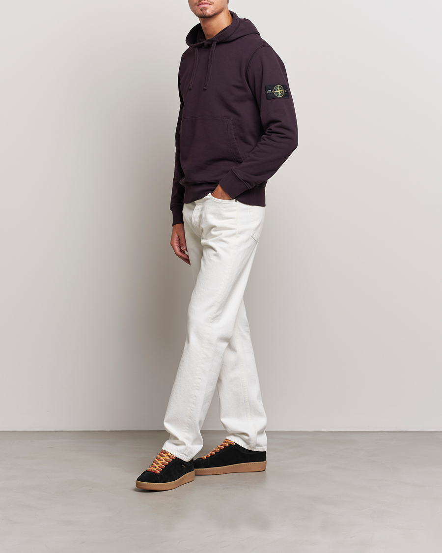Herr | Tröjor | Stone Island | Garment Dyed Fleece Hood Dark Burgundy