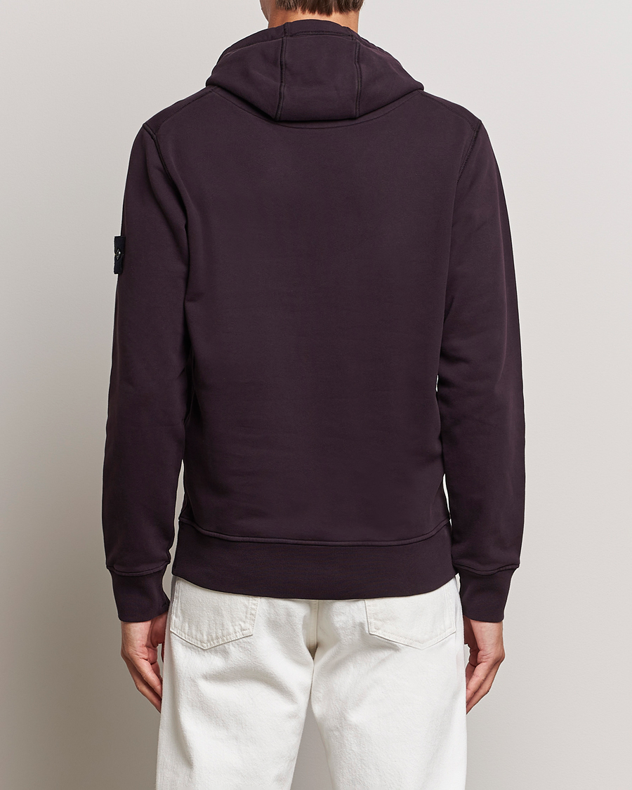 Herr | Tröjor | Stone Island | Garment Dyed Fleece Hood Dark Burgundy