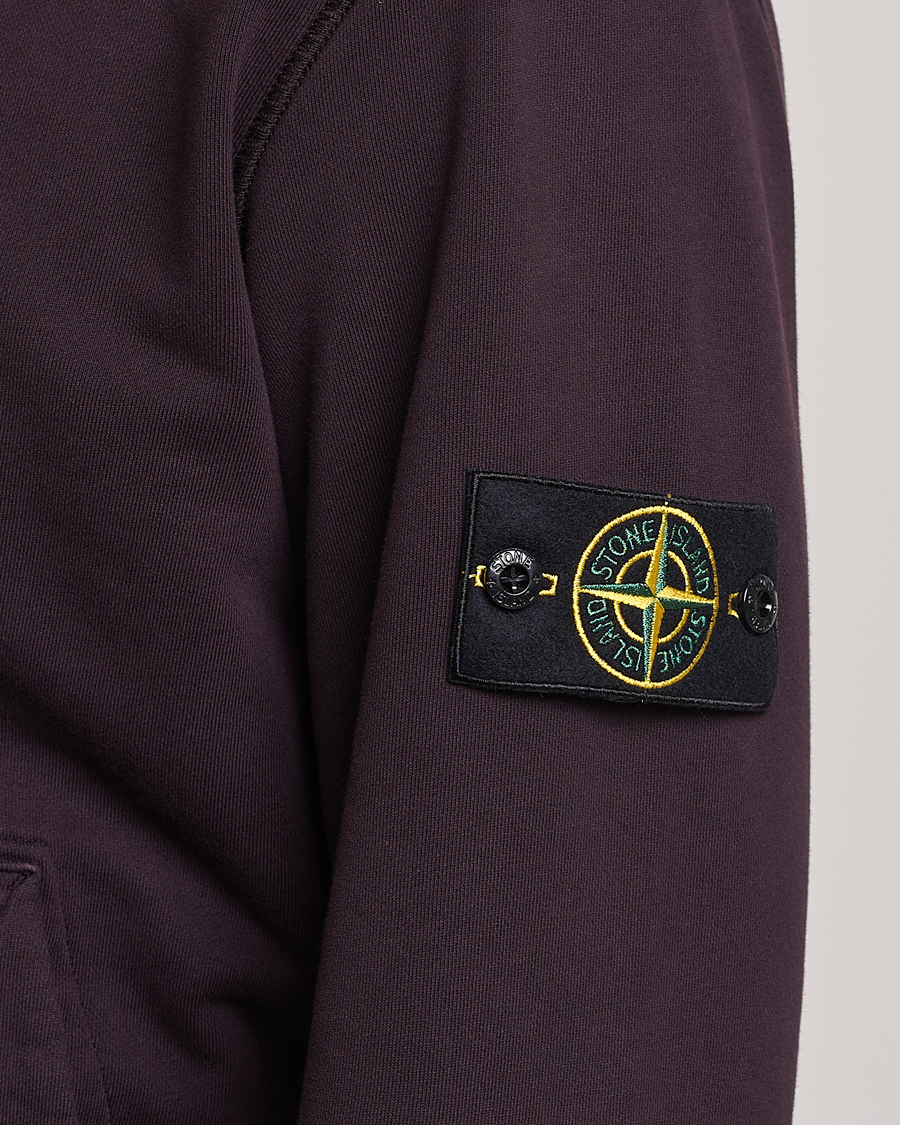 Herr | Tröjor | Stone Island | Garment Dyed Fleece Hood Dark Burgundy