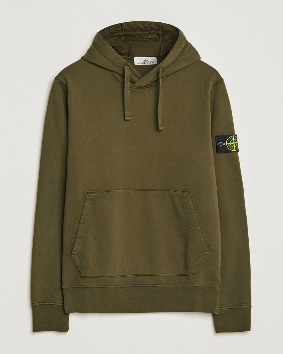 Herr | Tröjor | Stone Island | Garment Dyed Fleece Hood Olive
