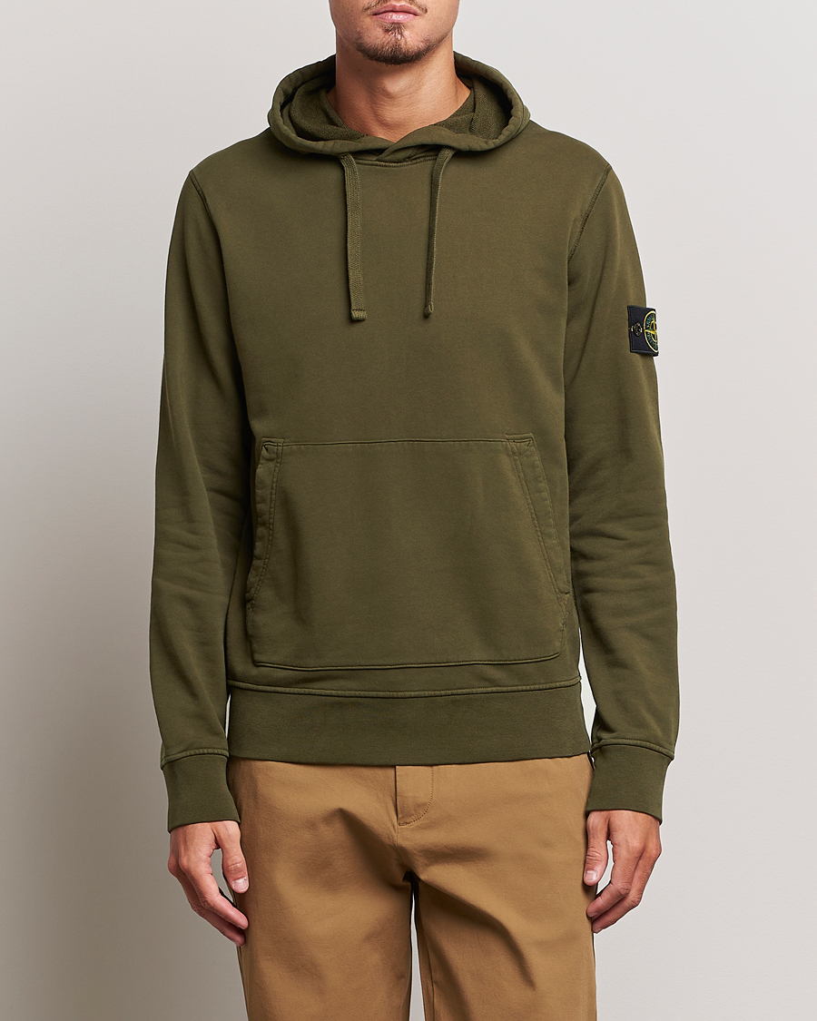 Herr | Tröjor | Stone Island | Garment Dyed Fleece Hood Olive