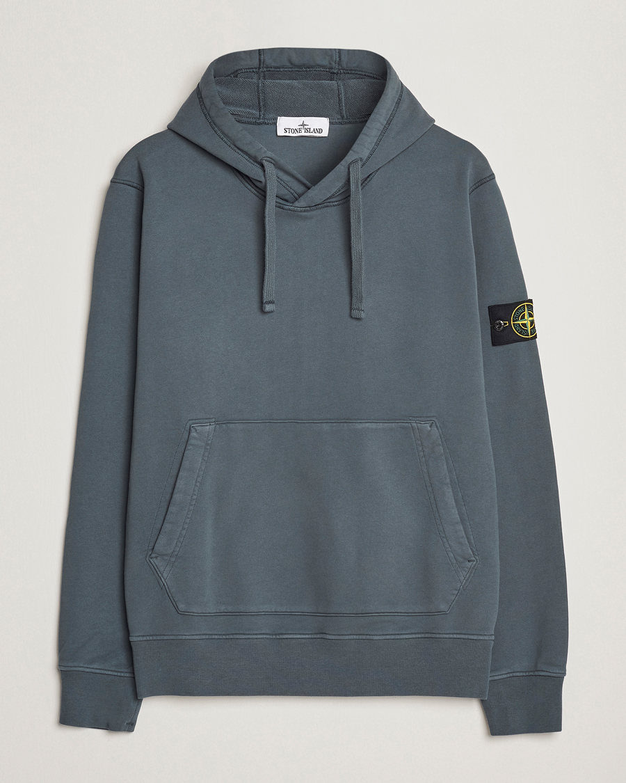 Herr | Tröjor | Stone Island | Garment Dyed Fleece Hood Lead Grey