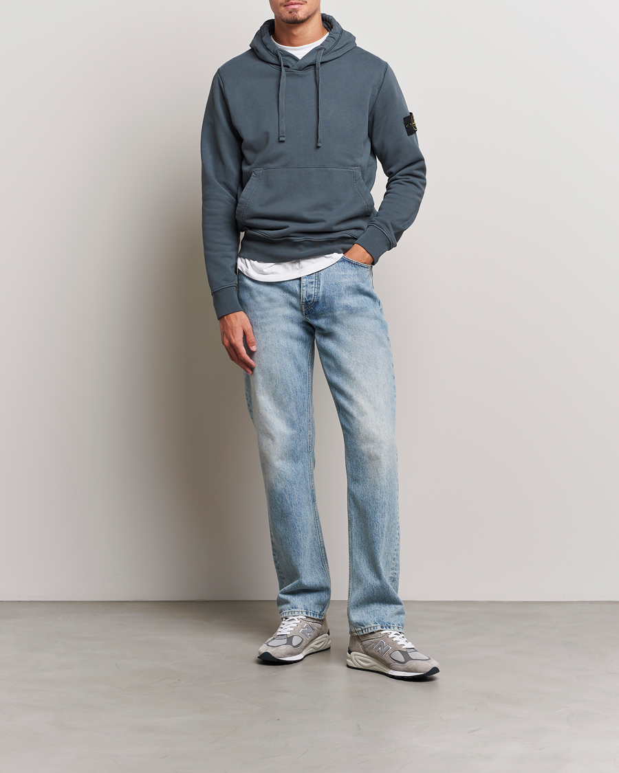 Herr | Tröjor | Stone Island | Garment Dyed Fleece Hood Lead Grey