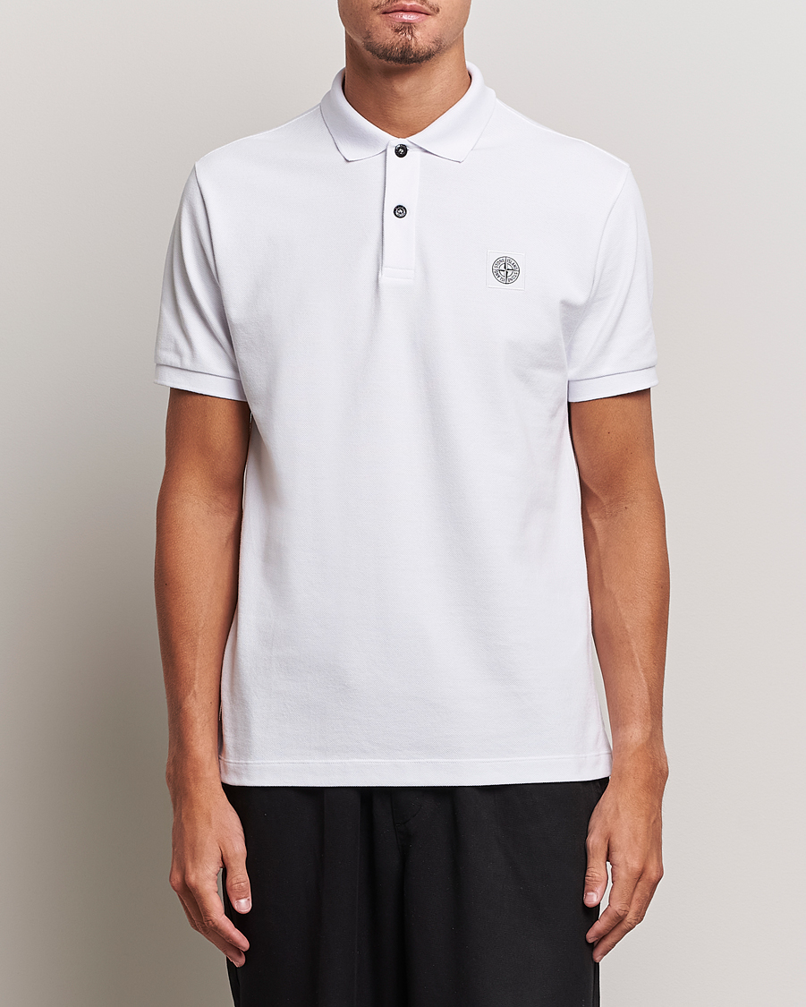 Herr |  | Stone Island | Cotton Pique Polo White