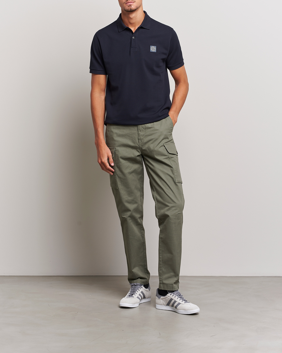 Herr | Pikéer | Stone Island | Cotton Pique Polo Navy Blue