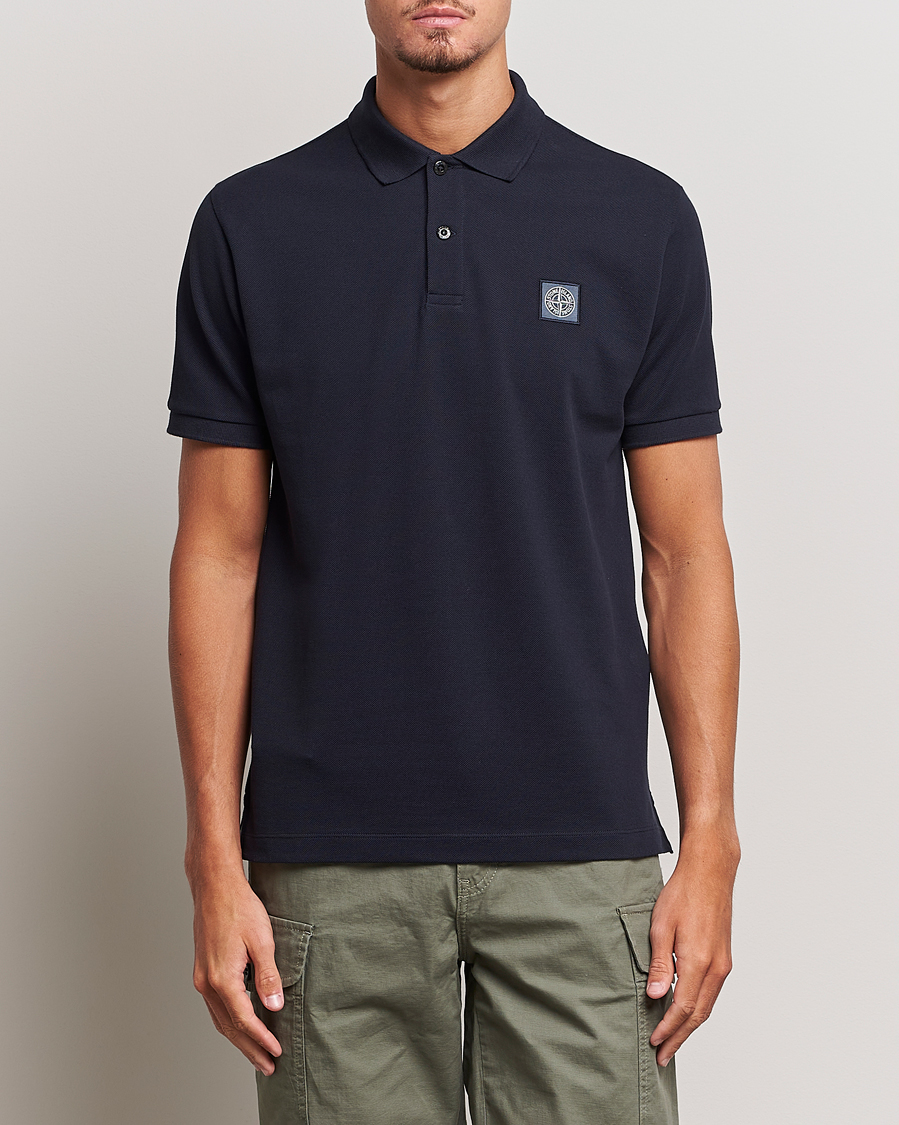 Herr | Kortärmade pikéer | Stone Island | Cotton Pique Polo Navy Blue