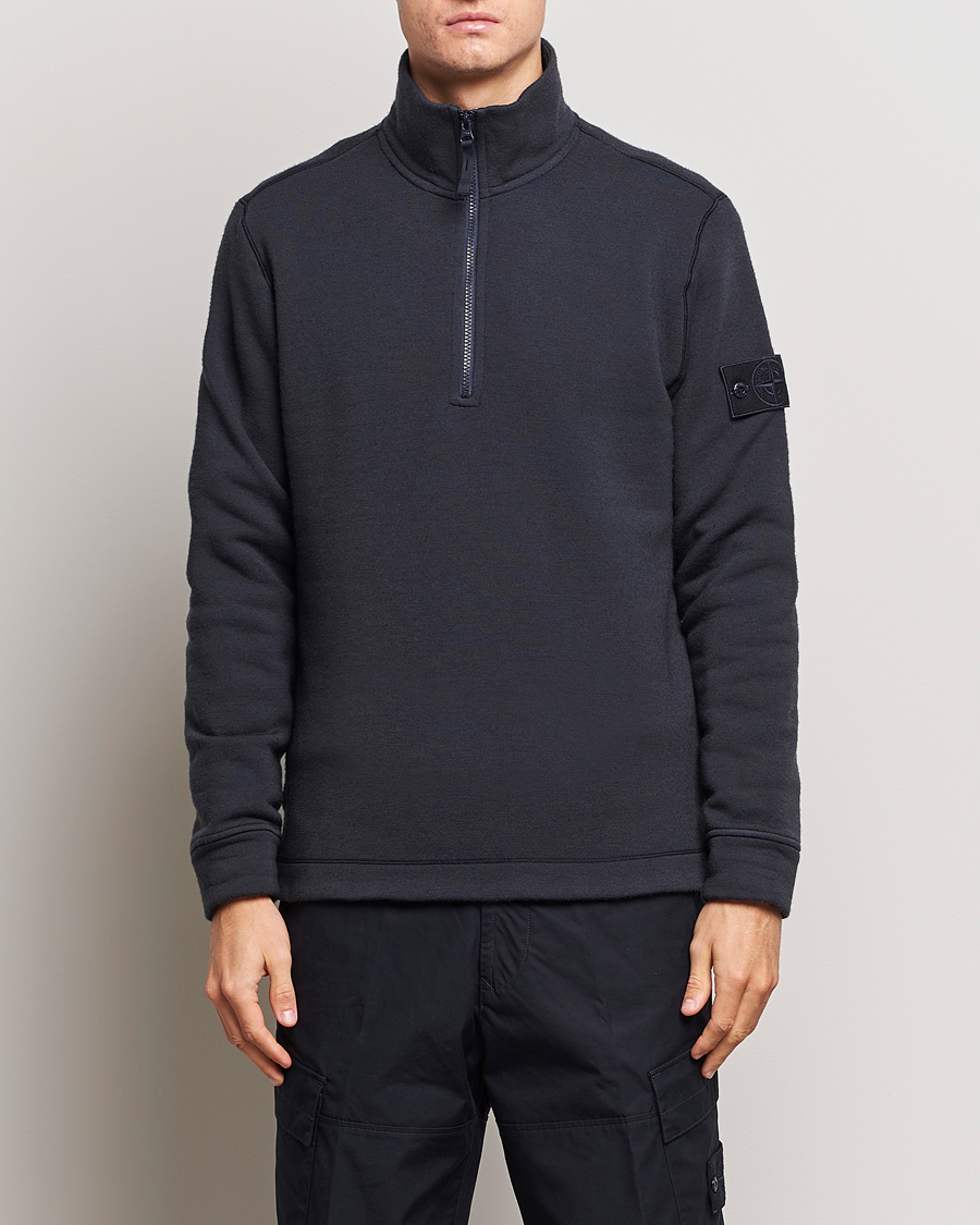 Herr |  | Stone Island | Ghost Piece Wool Fleece  Half Zip Navy Blue
