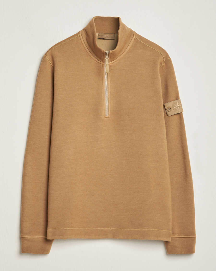 Herr | Tröjor | Stone Island | Ghost Piece Wool Fleece Half Zip Dark Beige